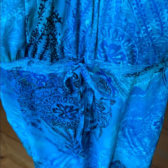 Axcess Babydoll Top Large Bright Teal Pattern - Picture 3 of 7